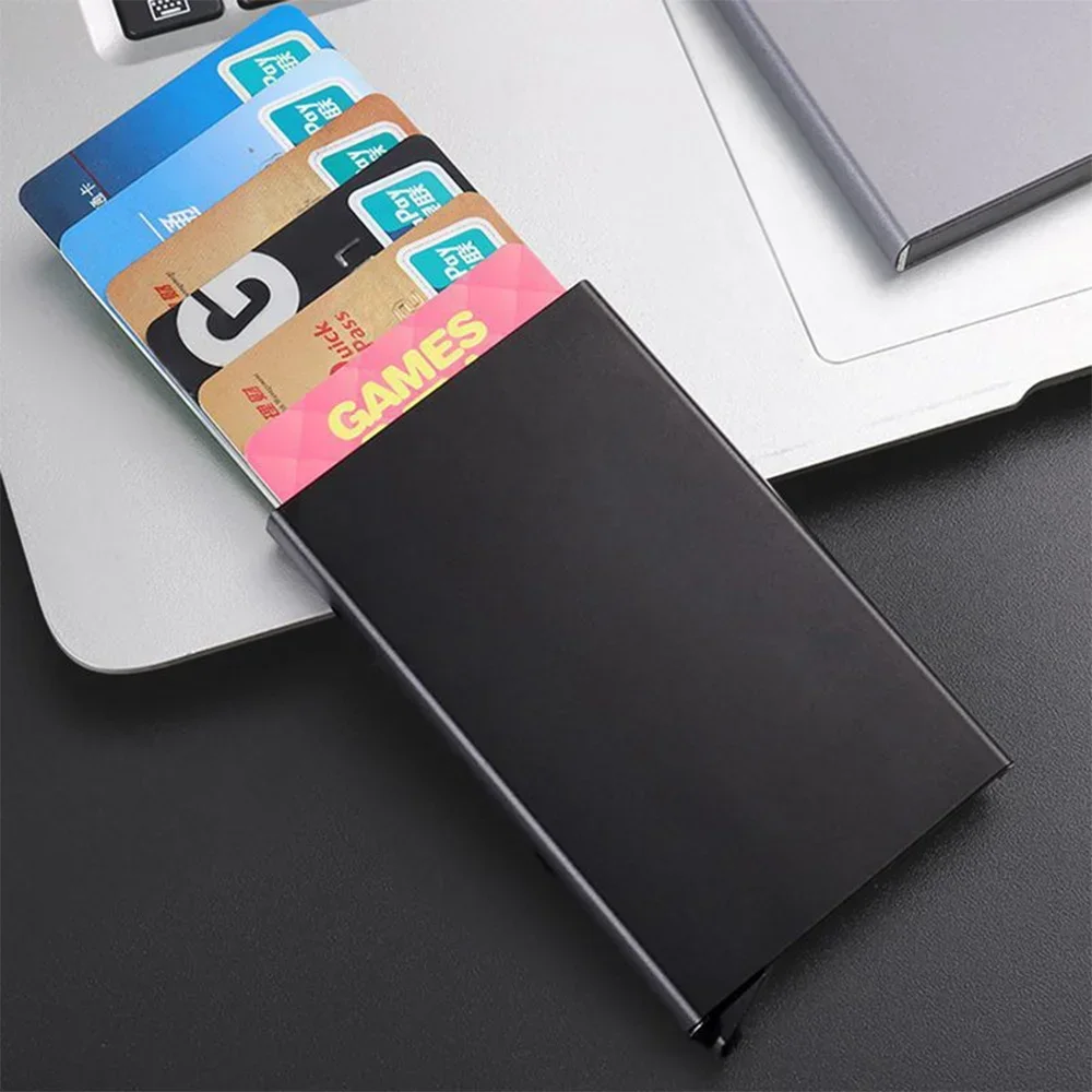 Metal Pop-Up Card Box Mini Metal Credit Cards Holder Fashion Storage Boxs Rose Flower Series Thin Slim Bank Cards Wallet