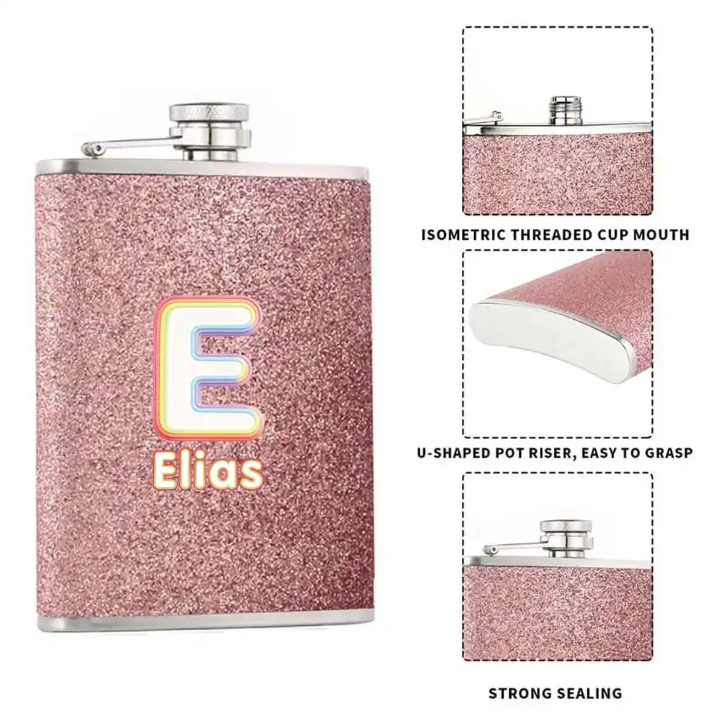 Customized Name 8oz Exquisite ladies’ Wine Pot, Stylish Wine Bottle Container Creative Christmas Gift Rainbow Gradient Pattern