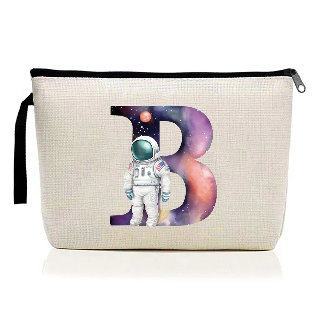 Makeup Bag Portable Paper Cash Pack Toiletry Handbag Large Capacity Women’s Zipper Cosmetic Bags Astronaut Letter Series