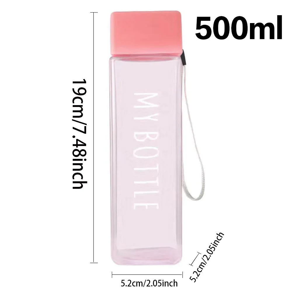 500ml Protable Milk Tea Bottle Women Large Capacity Clear Drinking Bottle Dustproof Seal Juice Cup with rope Gingerbread Pattern
