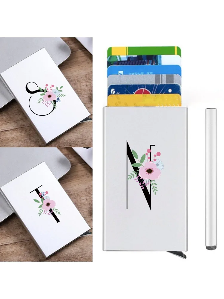 Pop-Up Metal Blocking RFID Card Box Flower and Black Series Mini Portable Wallet Gifts Fashion Metal Bank Credit Card Holder