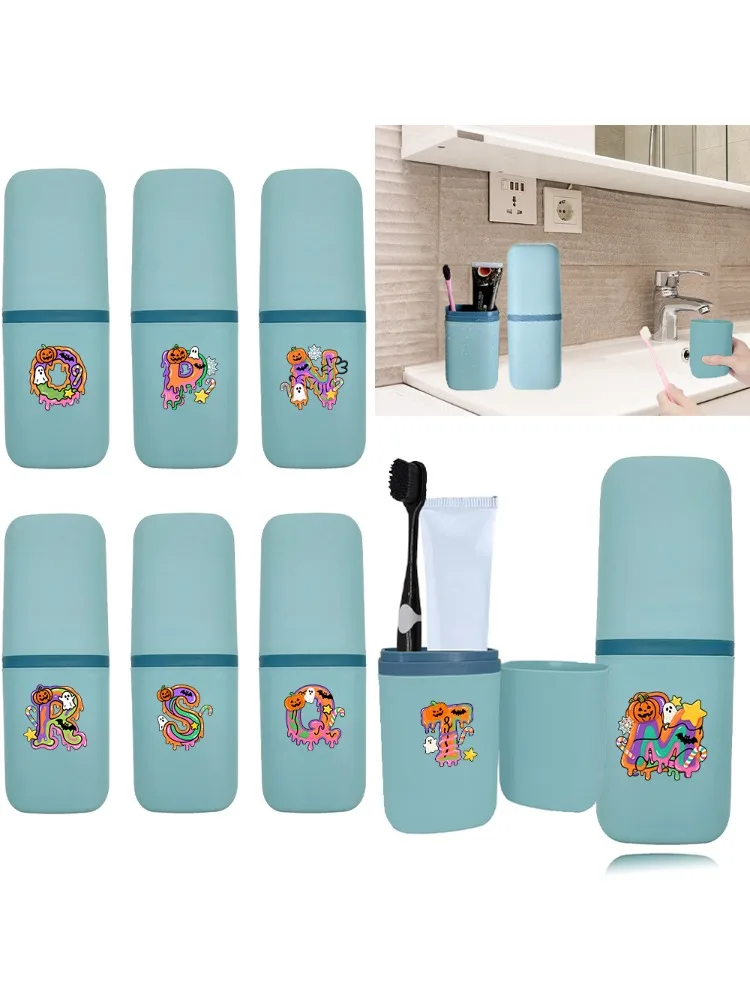 1pc Toothbrush Travel Storage Box Dust Proof Multifunctional Toothpaste Holder Portable Detachable Mouthwash Cup Candy Pattern