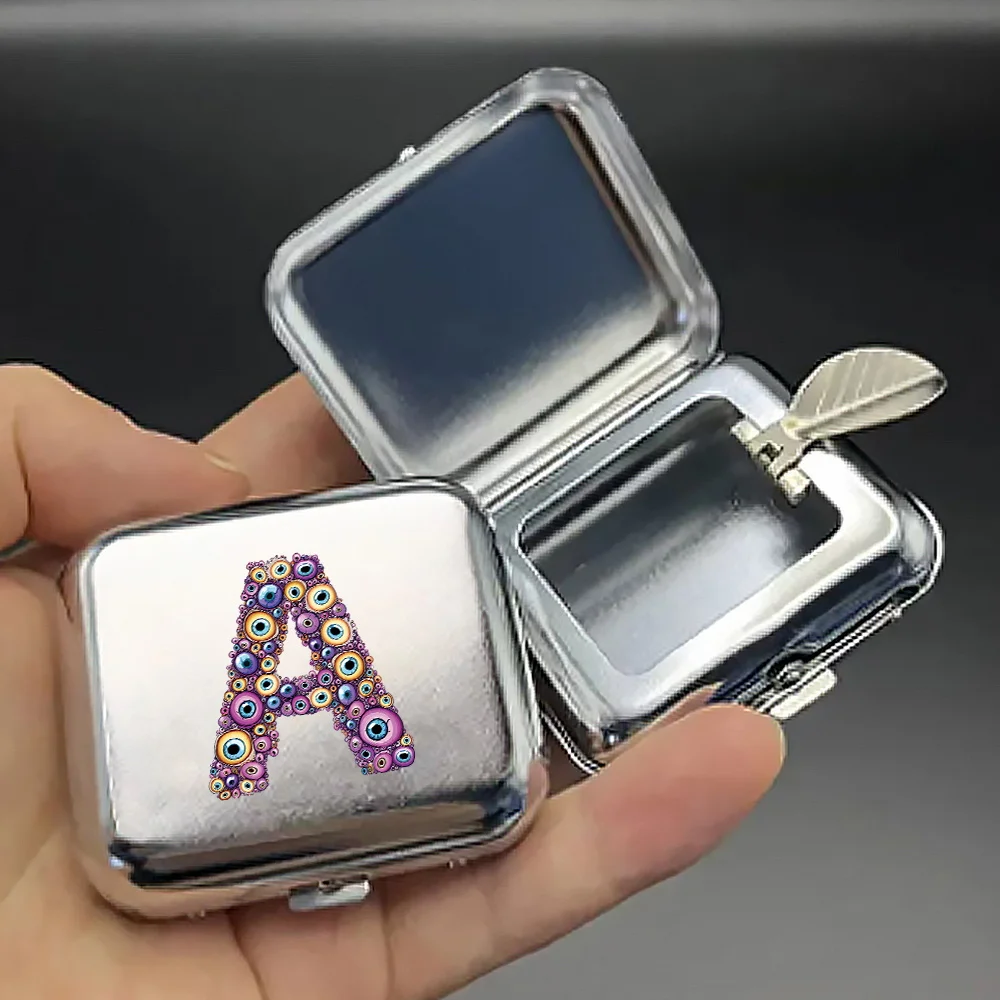 Portable Stainless Steel Square Ashtray Automatic Pop-Up Cigarette Butt Tray Innovative Car Ashtray Eyelets Letters Pattern