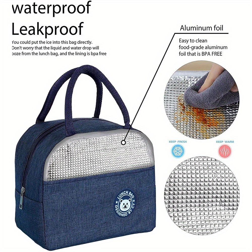 Insulated Lunch Bag Insulated Tote for Work, School, Outdoor Activities, Lunch Bag Durable Aluminum Foil Food Container Cooler Bag, Perfect for Office Workers