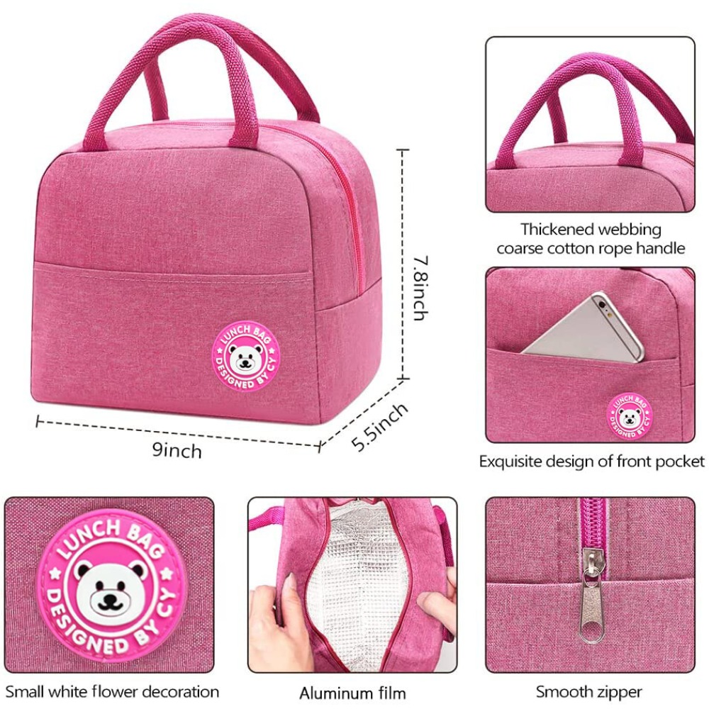 Portable Handheld Insulated Lunch Bag Aluminum Foil Thermal Food Container Bag Suitable for Work Commuting, Bento Box Carrier Picnic Cooler Camping Non-Food Contact, back To School