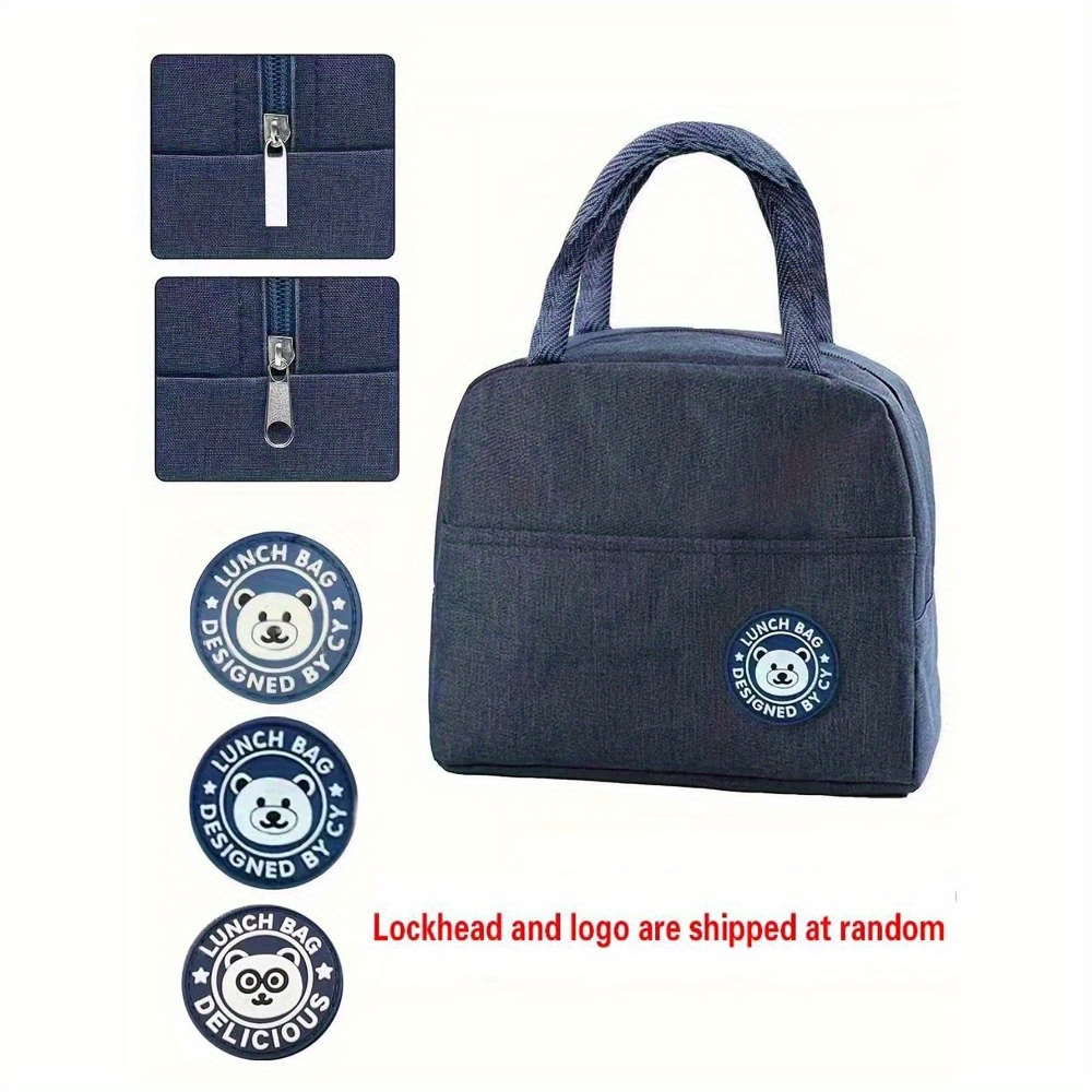 Insulated Lunch Bag, Thermal Bento Tote, Handbag Rectangular Food Carrier with Zipper Closure Non-food Contact, Ice Pack Picnic Bag, back To School