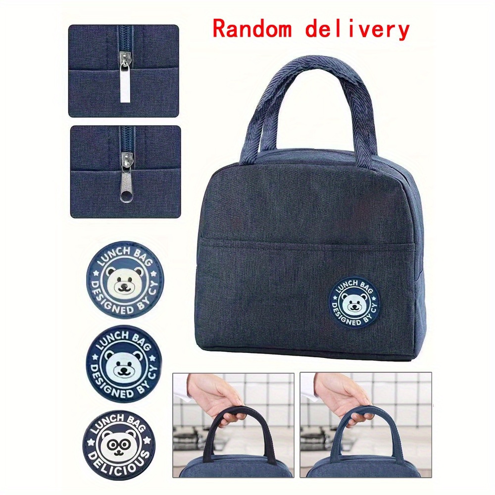 Insulated Lunch Bag, Thermal Bento Tote, Handbag Rectangular Food Carrier with Zipper Closure Non-food Contact, Ice Pack Picnic Bag, back To School