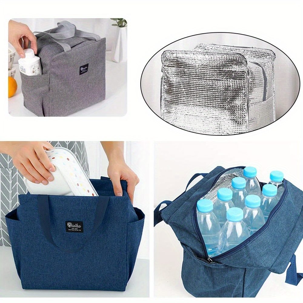 Portable Large Capacity Insulation Lunch Bag, Student Lunch Box, Thick Aluminum Foil Handbag, Cooler Thermal Food Storage Bags, Suitable for Picnics, School, Travel and Work Non-Food Contact