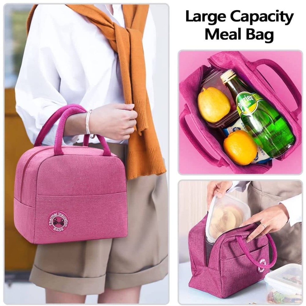 Portable Handheld Insulated Lunch Bag Aluminum Foil Thermal Food Container Bag Suitable for Work Commuting, Bento Box Carrier Picnic Cooler Camping Non-Food Contact, back To School
