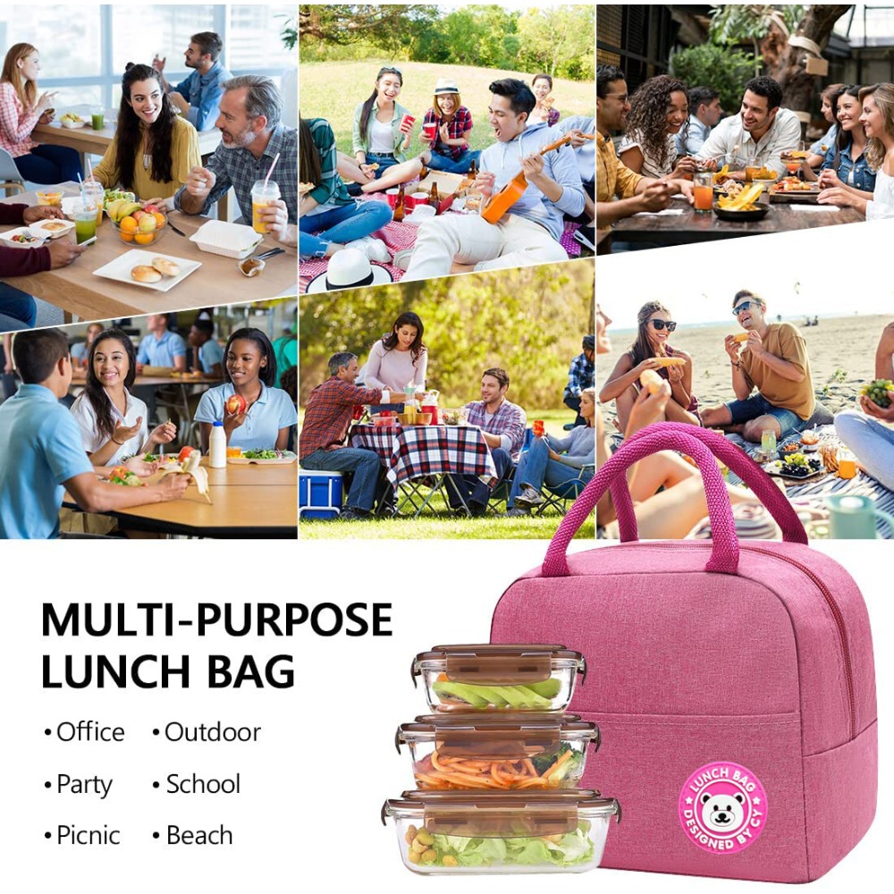 Portable Handheld Insulated Lunch Bag Aluminum Foil Thermal Food Container Bag Suitable for Work Commuting, Bento Box Carrier Picnic Cooler Camping Non-Food Contact, back To School