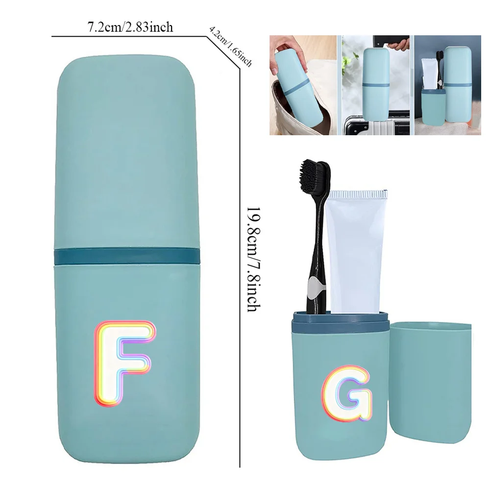 Portable Toothbrush Organizer Box Dustproof Wash Cup Practical Bathroom Supplies Travel Accessories Rainbow Flow Letter Pattern