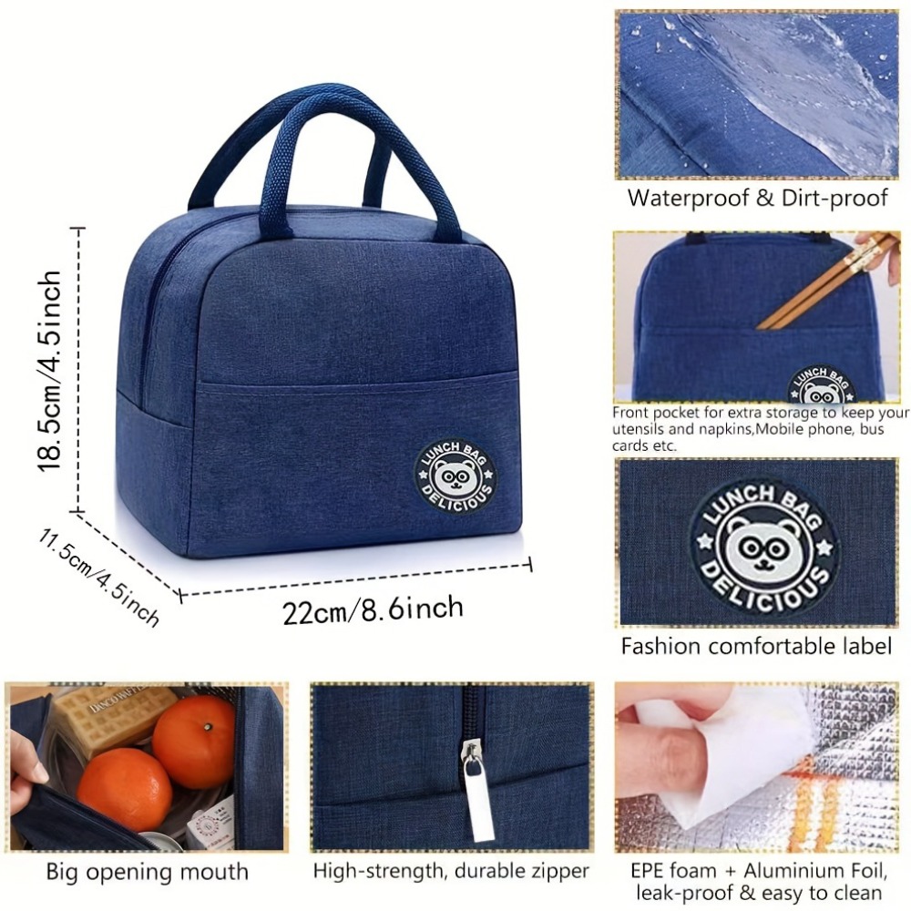 Insulated Lunch Bag Insulated Tote for Work, School, Outdoor Activities, Lunch Bag Durable Aluminum Foil Food Container Cooler Bag, Perfect for Office Workers