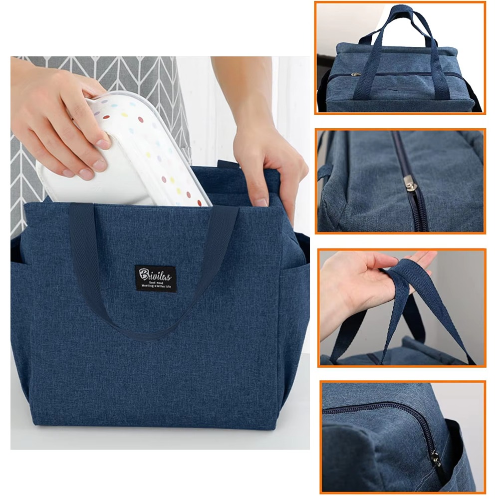 Portable Large Capacity Insulation Lunch Bag, Student Lunch Box, Thick Aluminum Foil Handbag, Cooler Thermal Food Storage Bags, Suitable for Picnics, School, Travel and Work Non-Food Contact